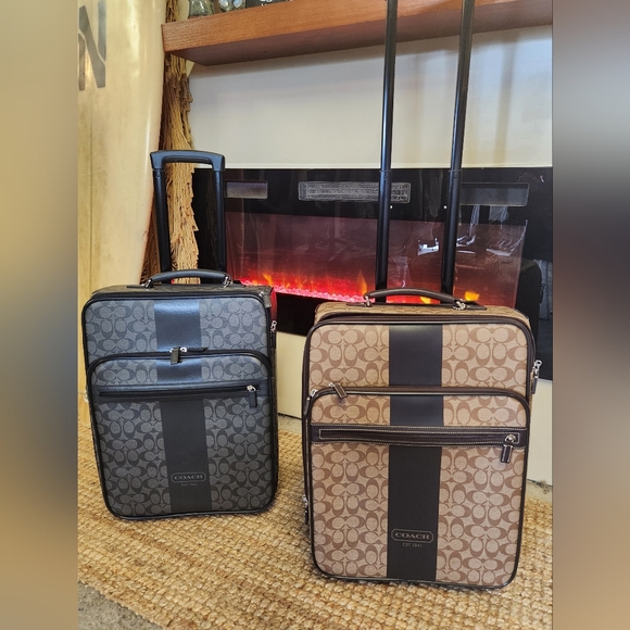 COACH Monogram Tan Camel Air Carry On Pull Bar Overhead Cruise Case Luggage NWT - Picture 6 of 7